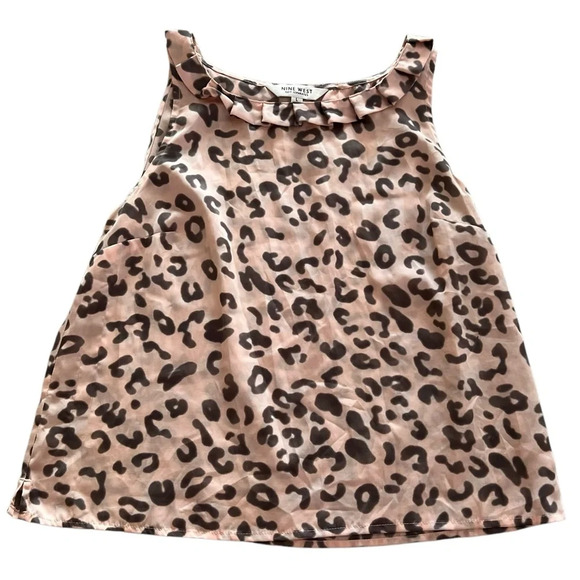 Nine West Suit Separates Sleeveless Pink and Brown Leopard Blouse NWOT - Picture 4 of 8